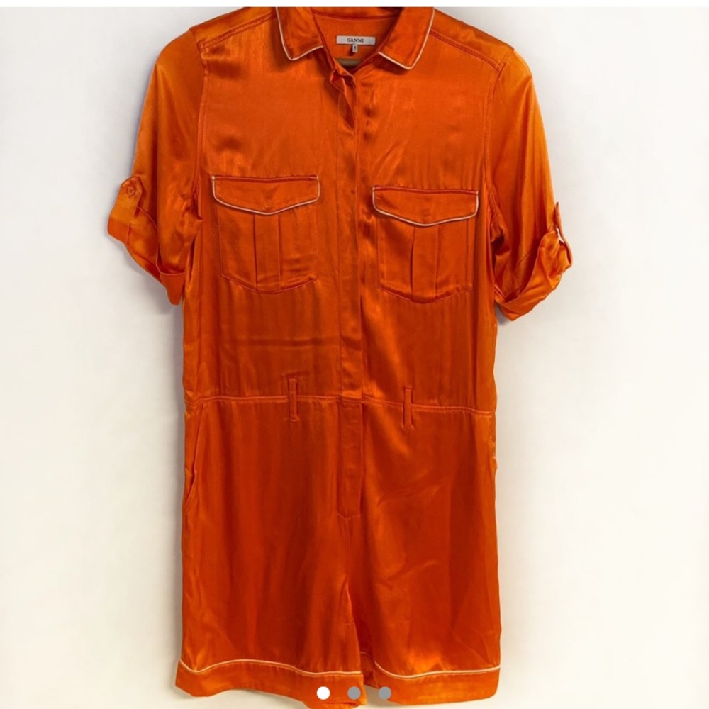 Ganni Orange Silk Romper